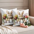 thumbnail image 2 of Bunny Easter Outdoor Waterproof Pillow Covers, Eggs Spring Blooms Botanicals Decorative Square Throw Pillowcase Sofa Cushion Sham for Patio/Couch/Chair, 24"x24" 2 Pack, 2 of 8