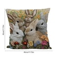 thumbnail image 3 of TanSiDing 1pcs Easter Bunny Embroidery Style Pillowcase Floral Print Decorative Throw Pillow Cover Soft Polyester Home Decor Couch Bedroom Accent 45*45cm, 3 of 6