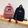 thumbnail image 3 of Fashion Woman Mini Simple Corduroy Backpacks Campus Style Pure Color Capacity Double Shoulder Bag Solid Color Corduroy Backpack 03, 3 of 6