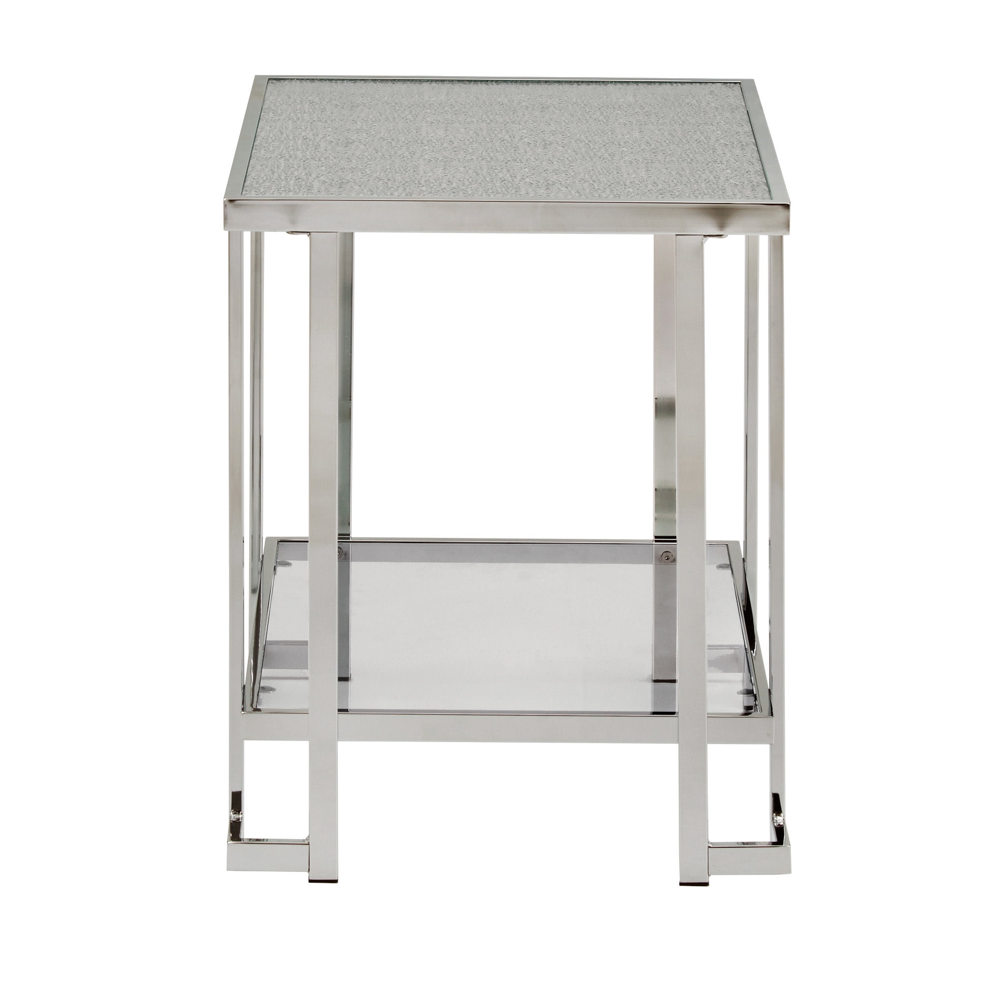 Weston Home Murray Chrome Finish End Table with Textured Glass Top