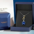 thumbnail image 5 of 925 Silver and 10K Yellow Gold Blue Created Sapphire and Moissanite and Lab Grown Diamond Pendant Necklace for Women | 8.73 Cttw | Gemstone September Birthstone | Cushion 12MM | With 18 inch Chain, 5 of 6