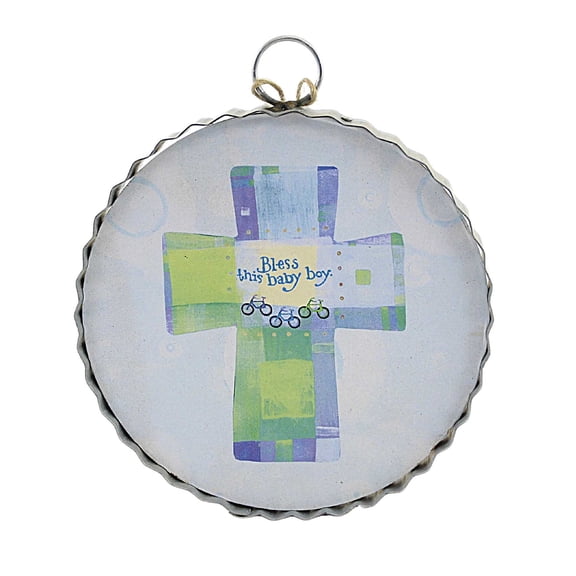 Round Top Collection Baby Boy Blessings Mini Print Wood Cross Wall Decor Y22032