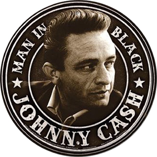 Placa Metal Vintage Johnny Cash Pintura Redonda Hierro Arte Pared Del 30x30cm