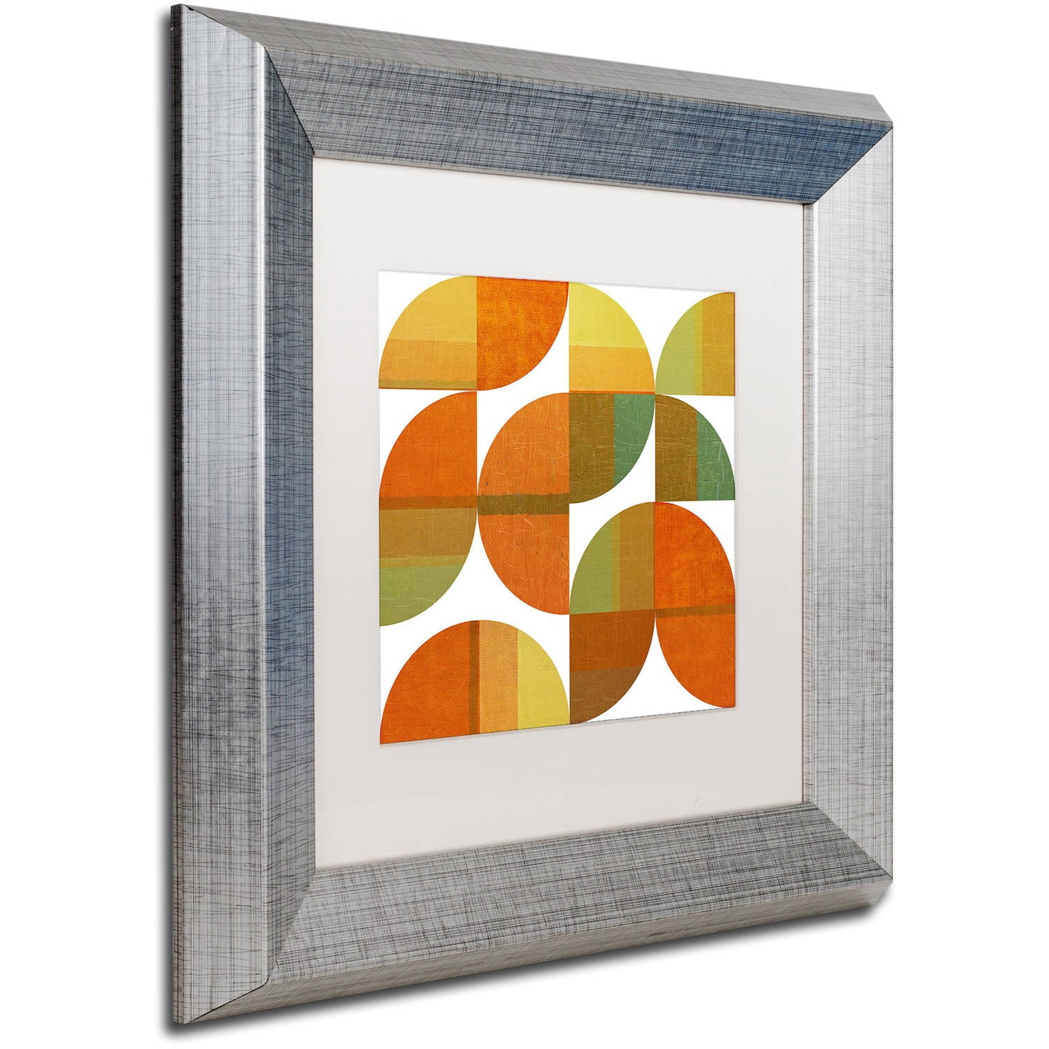 Trademark Fine Art "Four Suns Quartered 1.0" Canvas Art by Michelle Calkins, White Matte, Silver Frame