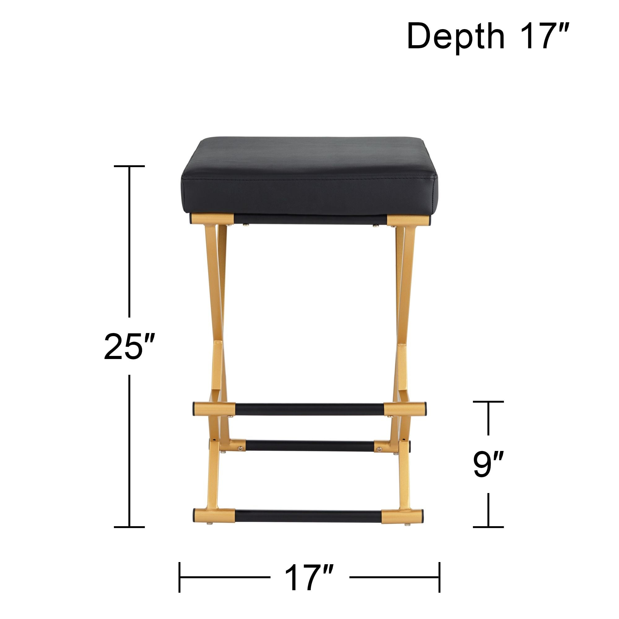 55 Downing Street Wood Bar Stool Black Gold 26 High Mid Century Modern  Faux Leather Square Cushion With Footrest For Kitchen Counter Height Island  : Target