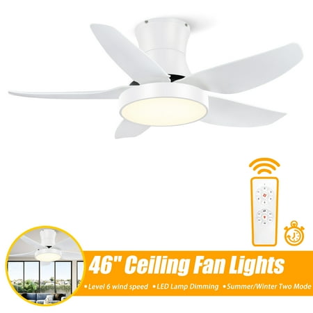 

46 Ceiling Fan with Lights and Remote Noiseless DC Motor Reverse Airflow Matte White Flush Moun
