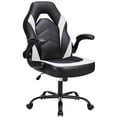 thumbnail image 2 of Modern PU Leather Gaming Chair- Adjustable Height Computer Chair with 360° Swivel Wheels and Flip-Up Armrests, Ergonomic Office Chair with Lumbar Support and Thick Comfort Cushion, Black+White, 2 of 8
