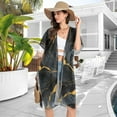 thumbnail image 5 of Beach Vacation Clothes Kimono Cardigan Loose Swimsuit Cover Up for Women Dark and Light Black Marble S, 5 of 6