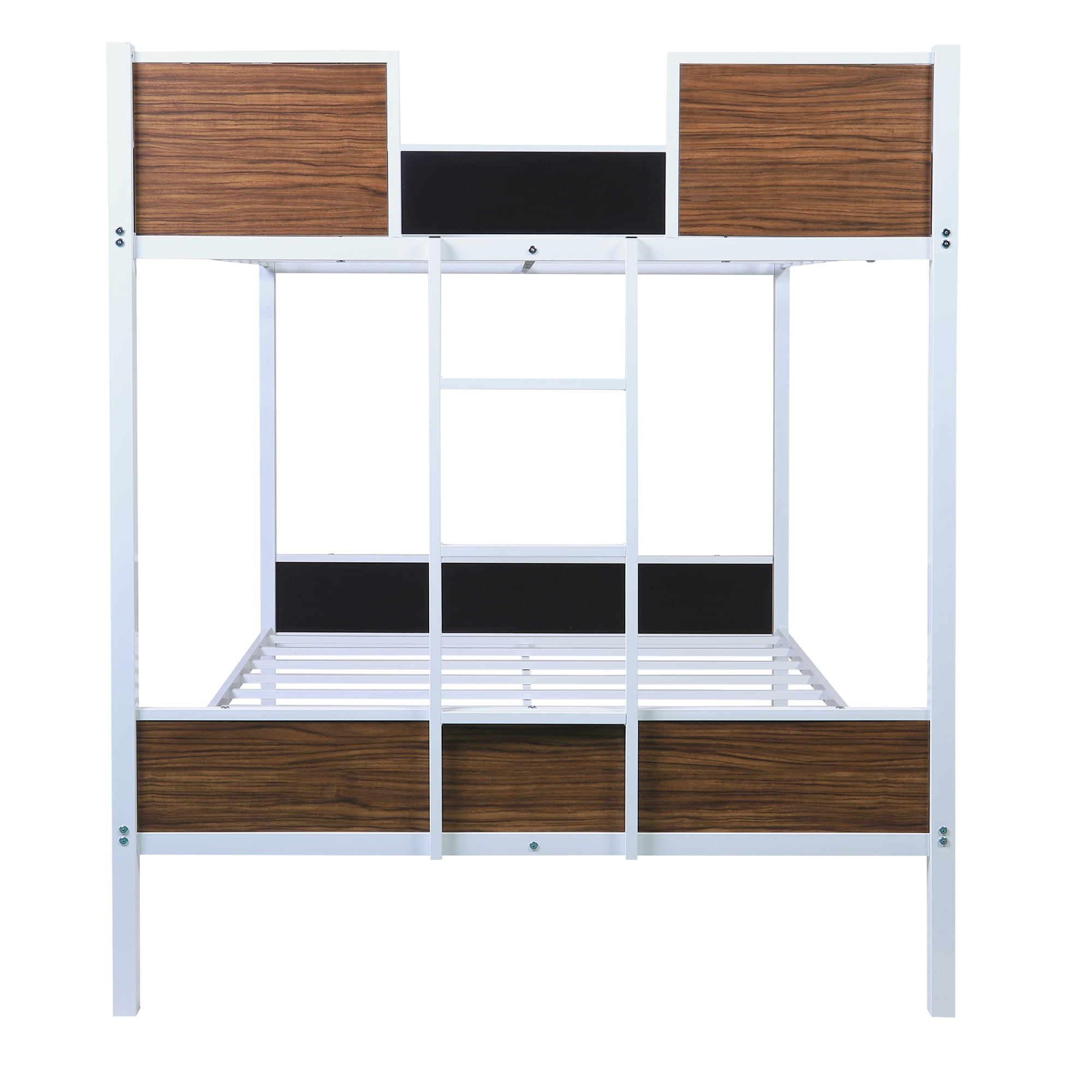 Kepooman Wood Bunk Bed Security, Full-Over-Full, White/Brown Kepooman Wood Bunk Bed Security, Full-Over-Full, White/Brown