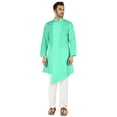 thumbnail image 2 of Atasi Casual Solid Long Sleeve Cotton Kurta For Indian Mens Mandarin Collar Irregular Hem Ethnic Shirt, 2 of 7