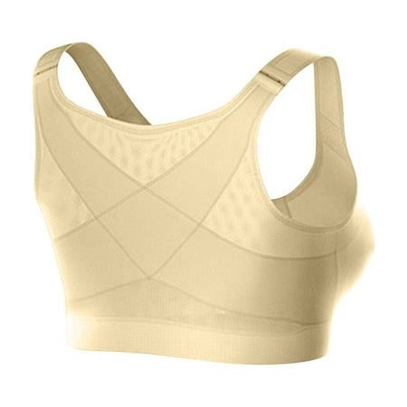 DondPO Bras for Women Bra Posture Correcting Posture Bra Wireless Up Black White Womens Wireless Bras Minimizer Bras For Women Beige 2XL Clearance