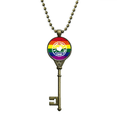 thumbnail image 1 of Love LGBT Rainbow Postmark Key Necklace Pendant Tray Embellished Chain, 1 of 3