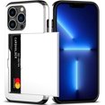 thumbnail image 1 of KOMI pour iPhone 13 Pro Étui avec Porte-Cartes [Ranger 5 Cartes] Double Couche Robuste Antichoc Étui Portefeuille iPhone 13 Pro avec Fente pour Carte Cachée Grand Étui de Rangement pour iPhone 13 Pro (Blanc), 1 of 5