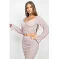 thumbnail image 3 of Sparkling Long Sleeves Ruching Back & Skirts Set, 3 of 5