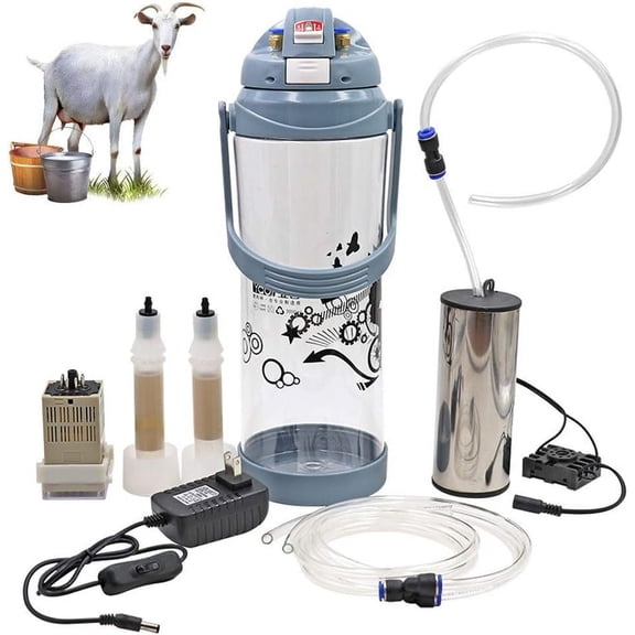 3L Electric Milking Machine, Portable Goat Milking Machine Cattle Cow Sheep Electric Breast Pump, With Pulse, Micro Vacuum Pump, High Efficiency, Non-Toxic, Tasteless,Thickened Bottle,Grey-goat