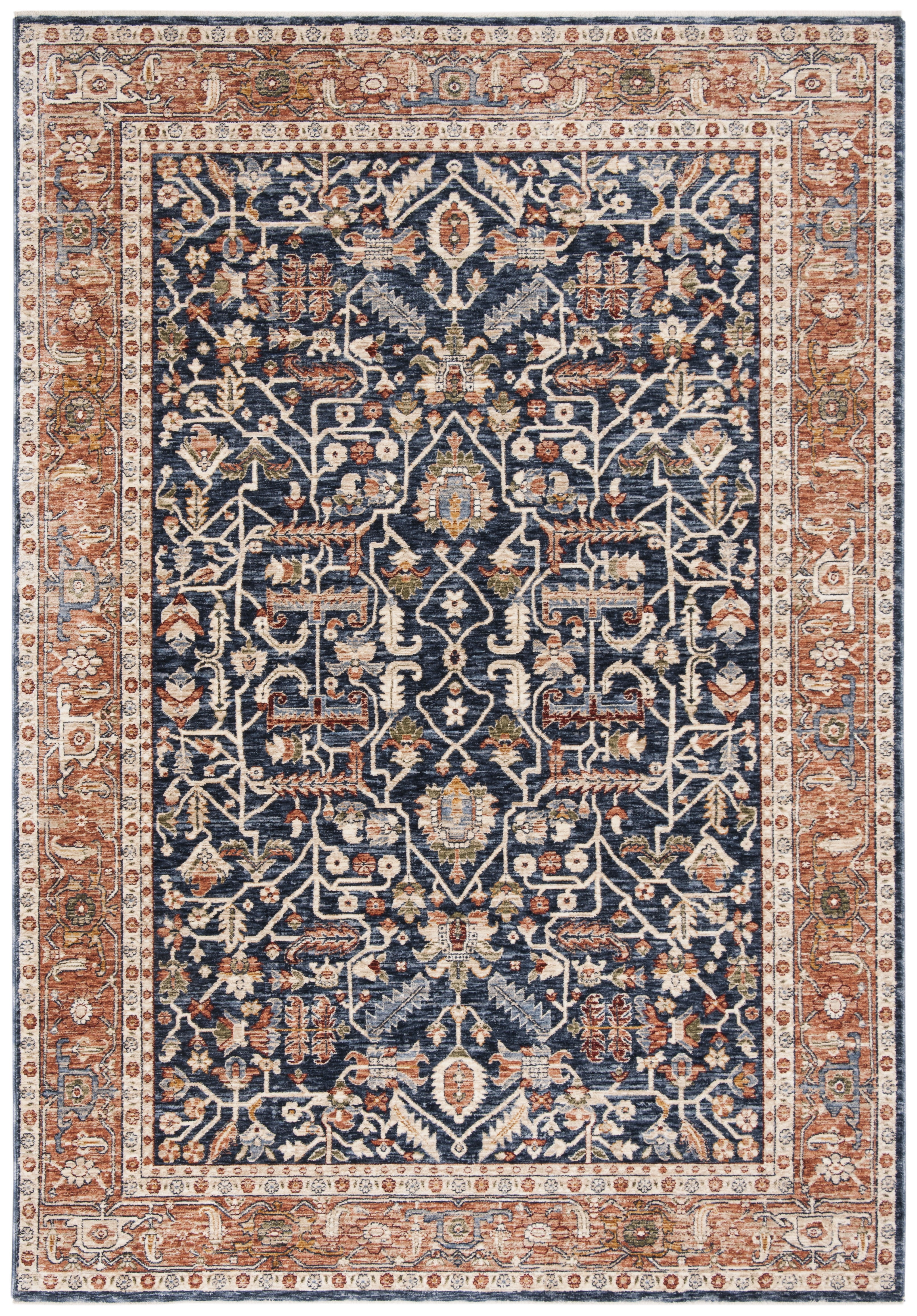 Safavieh Heirloom Marisa Oriental Polyester Area Rug, Navy/Beige, 4' x 6'