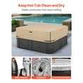 thumbnail image 6 of KFFKFF Outdoor Hot Tub Cover, 85 x 85 x 20 Inch Weather-Resistant and Waterproof Protector, Durable 600D Oxford Fabric with 950N Tear Resistance, Square Spa Cover for Hot Tubs, Brown, 6 of 9