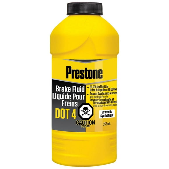 Prestone® DOT 4 Brake Fluid 355mL, Prevents overheating, brake fading and exceeds DOT 4 standard requirements.