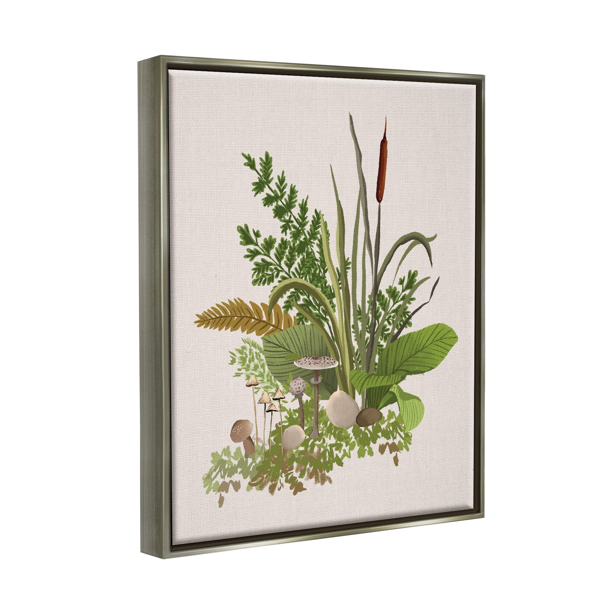 Stupell Industries Varied Nature Botanicals Forest Floor Mushrooms Arrangement Graphic Art Luster Gray Floating Framed Canvas Print Wall Art, Design by House of Rose