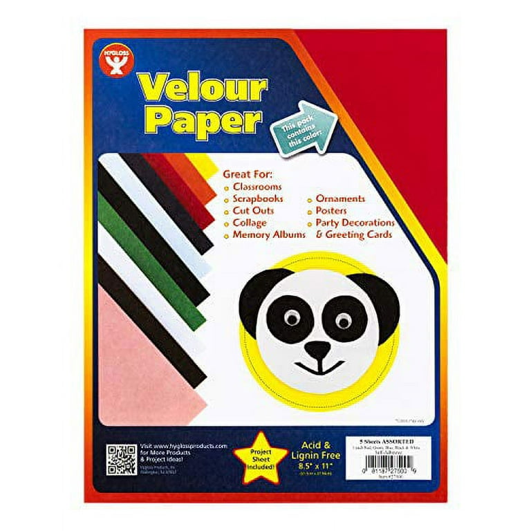 Hygloss Velour Paper, Assorted Colors, 5/Pkg. - Walmart.com