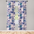 thumbnail image 3 of Ambesonne Botanical Curtains, Flowers Nature Repeating, Pair of 28"x84", Navy Blue Violet and Teal, 3 of 5