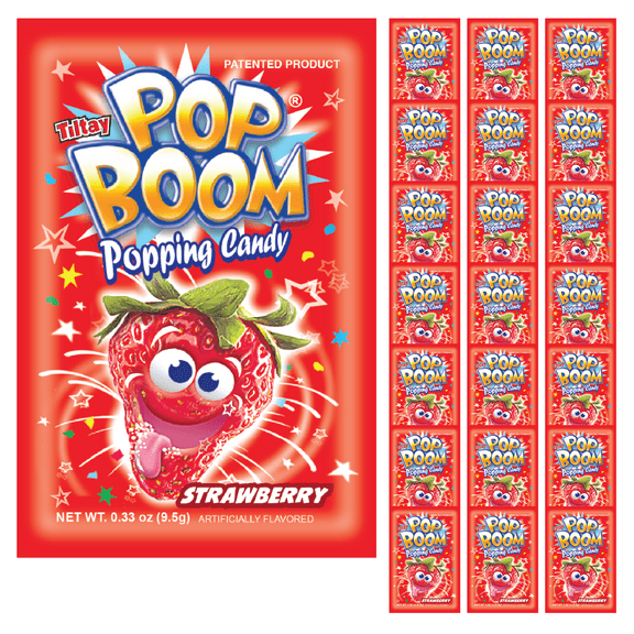 Pop Boom Strawberry Popping Candy, 24 Ct, 8.04 oz / OU Kosher & Dairy Free