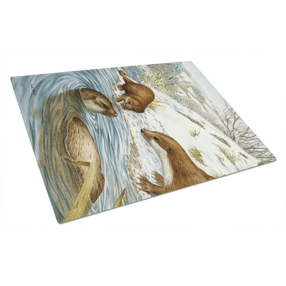Caroline's Treasures Otter at Play Glass Cutting Board Large