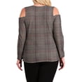 thumbnail image 2 of eVogues Plus Size Cold Shoulder Plaid Top, 2 of 7