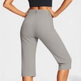 thumbnail image 3 of Women's Capri Pants Stretch Business Work Capris Casual Straight Leg Office Dress Pants Summer Petite Pants, 2XL, 3 of 5