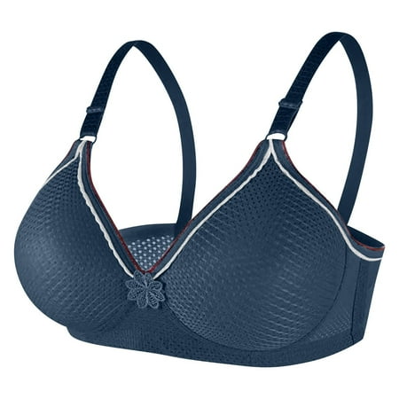 

Bras for Women Casual Solid Color Womens Sport Bras Daily Softy Underweat Women Wireless Smoothing Lightly Cooling Bras Beauty Back Lined Wire Classic Womens Bras（Navy S）