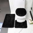 thumbnail image 1 of El juego de alfombras de baño de 3 piezas incluye tapete de baño (negro), alfombra de contorno y tapa de tapa de inodoro, lavable a máquina, microfibra súper suave y tapete de baño antideslizante con respaldo de goma resistente   JM, 1 of 5
