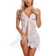 thumbnail image 1 of Gibobby Conjunto de lencería Lencería para mujer con encaje frontal abierto, ropa de dormir halter Nighty(Blanco, XG), 1 of 3