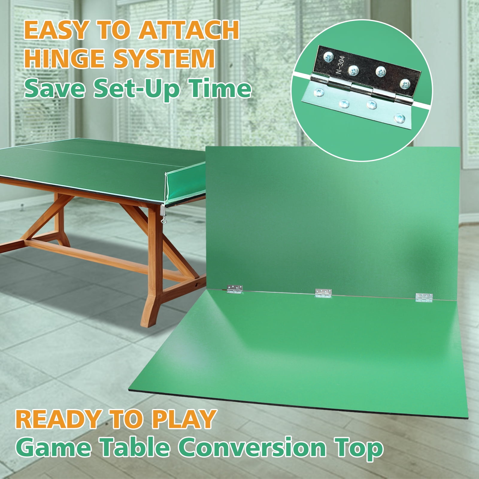 KL KLB Sport 8.5FT Midsize Ping Pong Conversion Top with Net Set, Foldable Table Tennis Table Topper for Pool Table, Indoor