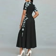 thumbnail image 2 of ZEHJUHAN Women's Floral Print Short Sleeve Maxi Dress, High Waist A-Line Summer Casual to Formal Dress Black，S, 2 of 4
