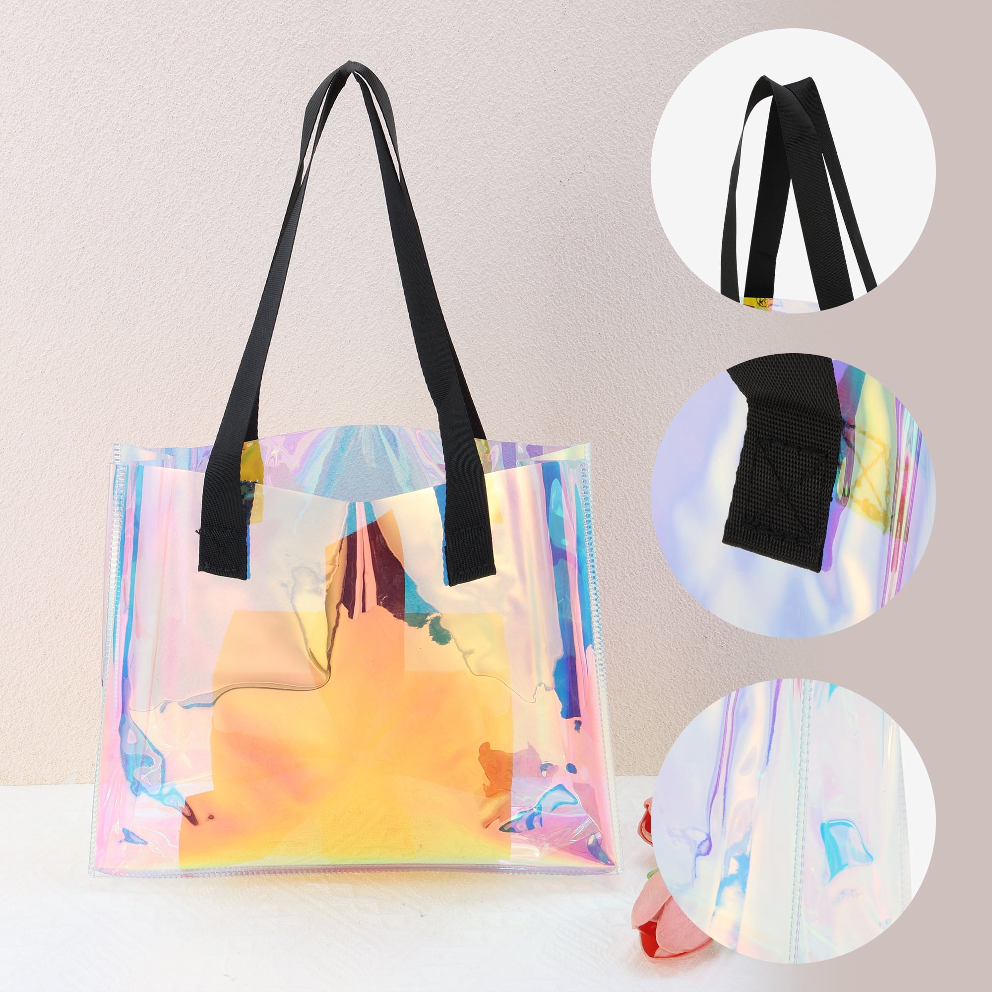 Unique Bargains Ribbon Printed Gift Bag with Handles Multicolor 9.84"x3.15"x7.87"