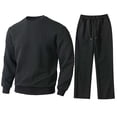 thumbnail image 3 of Mens Sweaters Quarter Zip Pullover Mens Quilted Sweatshirt and Pants Set (Black XXL), 3 of 8