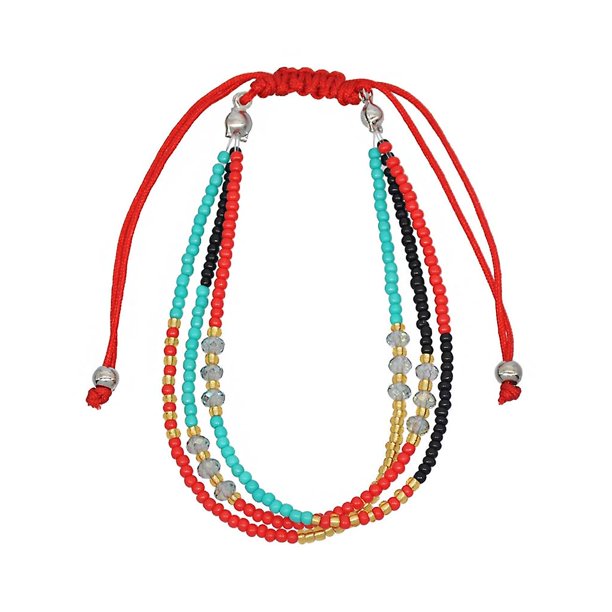 Style 5 Pulsera de cuentas de cristal colorida Pulsera de cuerda trenzada bohemia para niñas