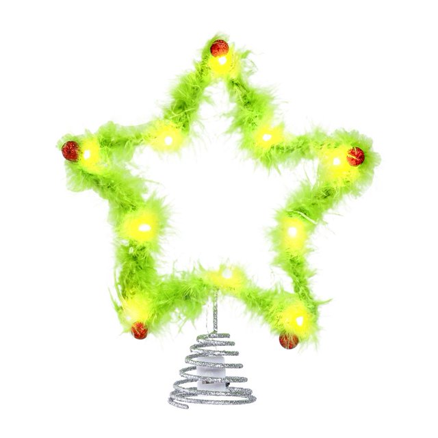 Fuzzy Star Tree Topper, Whimsical Christmas Decorations for Tree Top, Soft Plush Holiday Party Decor with Five-Point Star Shape Festive Accent