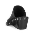 thumbnail image 2 of YDN Women Pointed Closed Toe Rivets Studded Clogs Mules Slip On Wedge Mid Heel Slides Sandals Casual Daily Wear Shoes Size 5 Black, 2 of 4