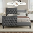thumbnail image 3 of Miniyam Velvet Full Size Bed with Button-Tufted Wingback Headboard for Adult, Gray, 3 of 7