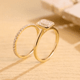 thumbnail image 3 of Bezel Emerald Cut Diamond Engagement Ring Set in 14K Yellow Gold Vermeil- Wedding Set Minimalist Promise Ring Bridal Set, 3 of 7