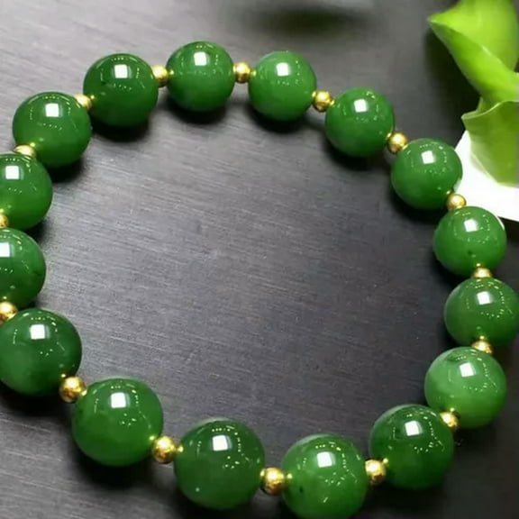 K-KED 6/8/10/12mm Natural Green Jade Jadeite Round Gems Beads Stretch Bracelet 7.5''-10 mm