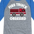 thumbnail image 3 of Instant Message - Fire Truck Obsessed - Toddler & Youth Raglan Graphic T-Shirt, 3 of 5