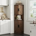thumbnail image 1 of Vabches Armoire d'Angle Style Ferme de 64,8 Po de Hauteur avec 4 Portes et 5 Tablettes de Rangement, Armoire de Rangement d'Angle pour Cuisine, Salon, Brun, 1 of 8