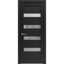 Pantry Kitchen Lite Pre-Hung Door with Hardware | Quadro 4113 Matte Black with Frosted Opaque Glass | Single Panel Frame Trims | Bathroom Bedroom Sturdy Doors -24" x 96"