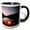 Black/White, variant on 3drose, Illuminated Tent by the Mountain Lake in the Evening. Happy Camper, 11oz Two-tone Green Mug