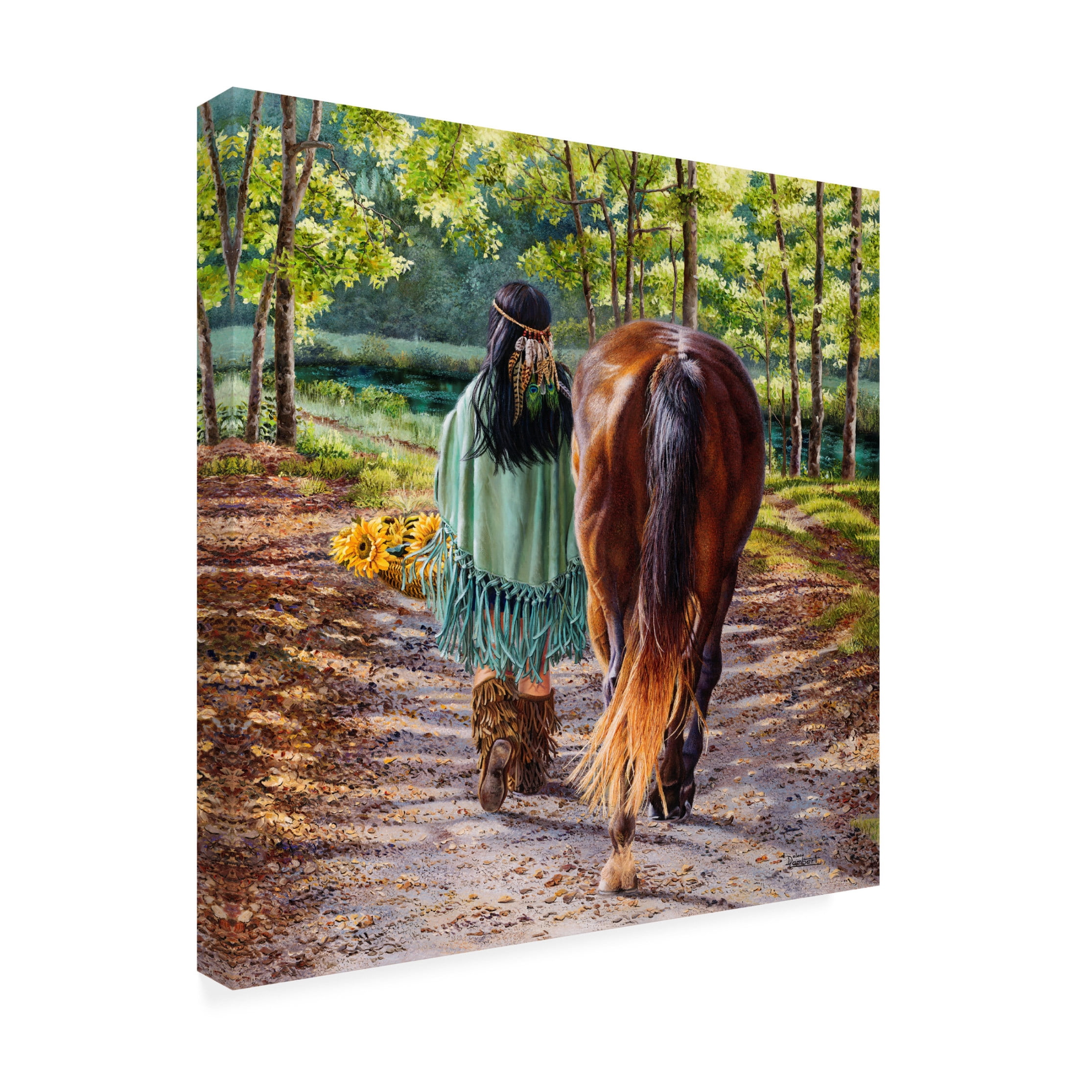 Canvas Wall Art - Delene Lambert 'He Leads me Beside Still Waters' Wall Art for Living Room, Bedroom, or Office Décor by Trademark Fine Art - 24 x 24 Inches