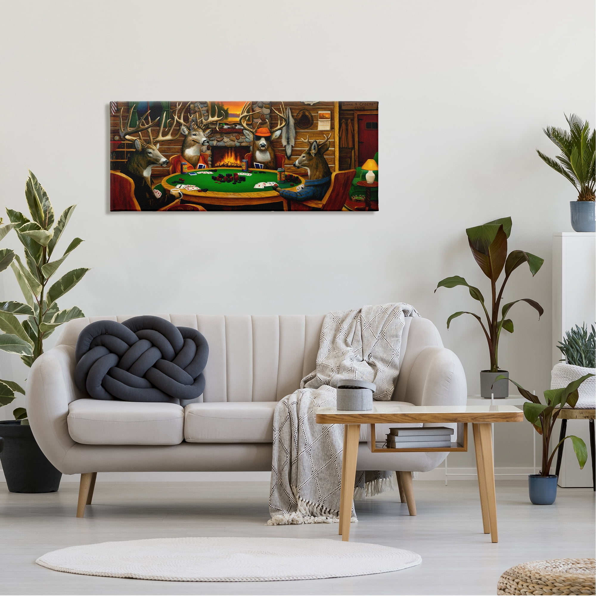 Stupell Industries Deer Animals Playing Poker Table Cabin Lodge Painting Gallery Wrapped Canvas Print Wall Art, Design by Leo Stans