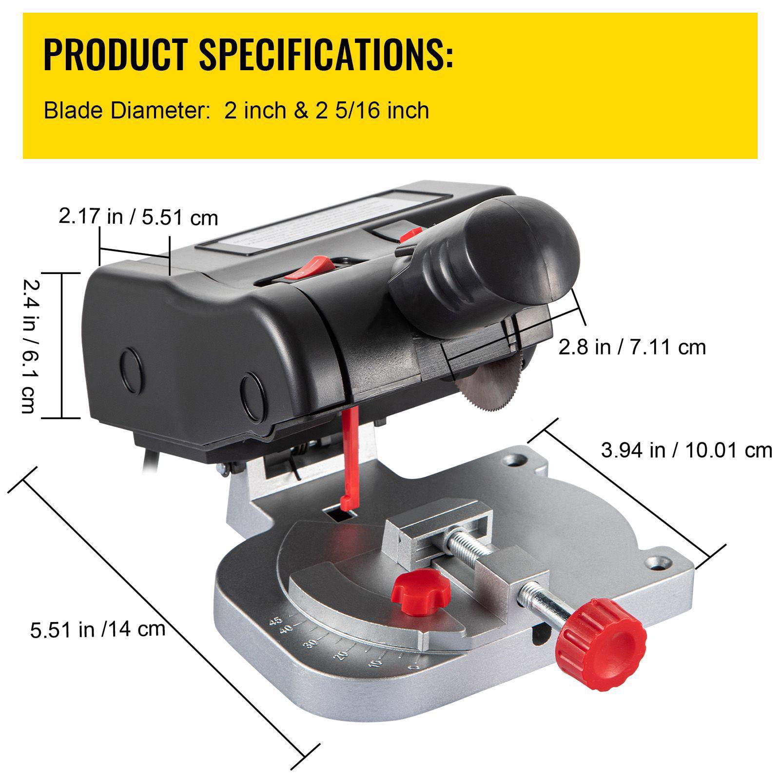 Mini Miter Chop Saw 2-5/16 Inch Steel Resin Blade 1/2 Inch Cutting Depth 0-45 Degree Benchtop Saw for Copper Aluminum Wood Zinc Hobby Craft