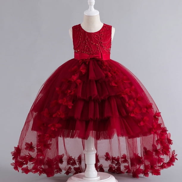 Vestido de niña Vestido de noche Vestido de cola Vestido de princesa sin mangas Falda de globo Falda de pastel Vestido de noche Disfraz